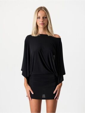 Black Women’s Draped Batwing dress / top